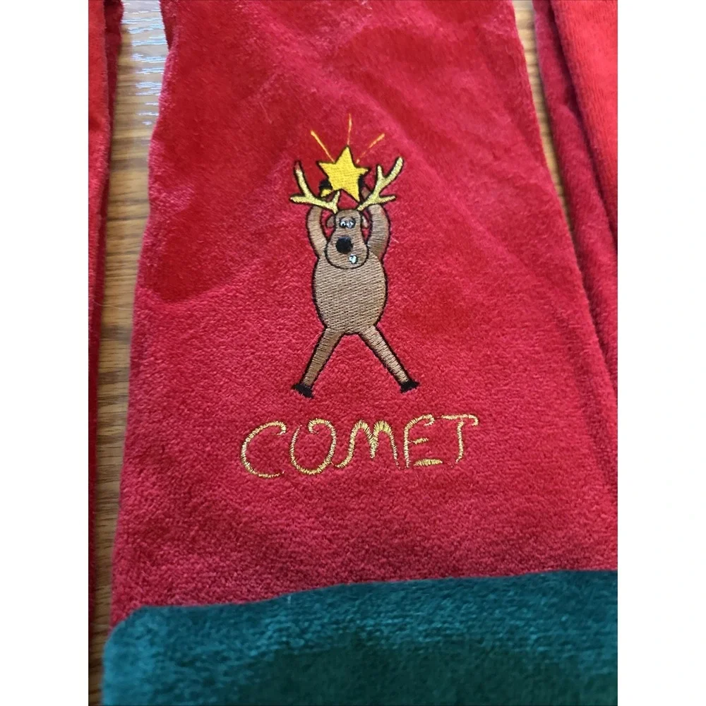 Grand Prix By Avanti 6Pc Towel Set Embroidered Rudolph Reindeer Christmas Red/gr